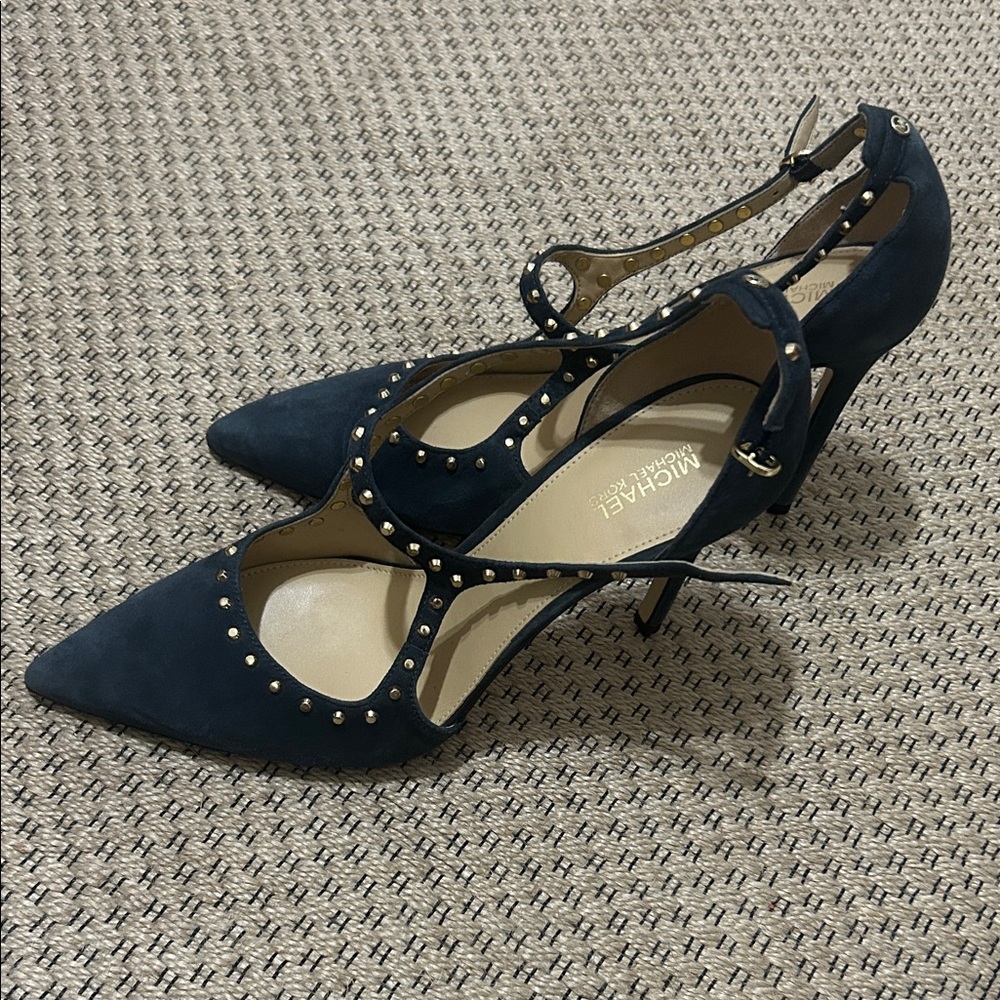 Michael Kors Navy Studded Heels - Picture 2 of 9